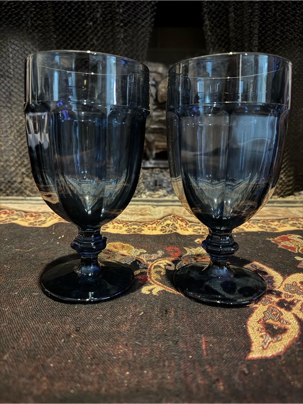 Retro Libbey Gibraltar Iced Tea Goblet: Dusky Blue Duratuff Glass